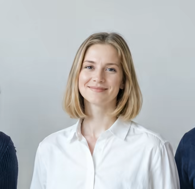 Elise Marchand in a white shirt.